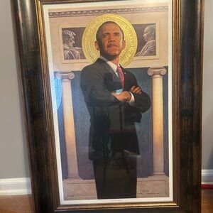 Framed Portrait Art with Gold and Brown Frame